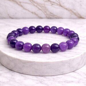 Amethyst Crystal Stretch Bracelet 8mm Beads Crystal Healing Jewelry